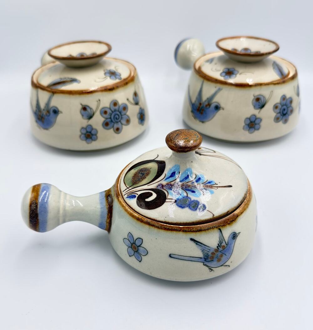 Ken Edwards El Palomar Tonala Pottery Folk-art  6pc Covered Serving Dishes